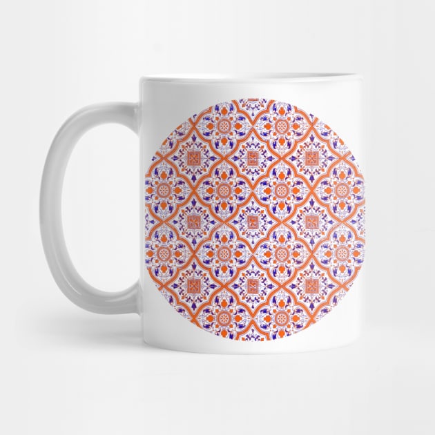 Arabic Orange and indigo Moroccan Pattern (Decorative Border) by The Ministry of Fashion Prints